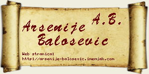 Arsenije Balošević vizit kartica